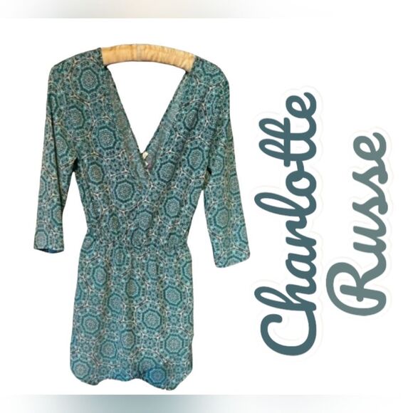 Charlotte Russe Pants - charlotte Russe romper New with tags Green and blue Juniors Size XS